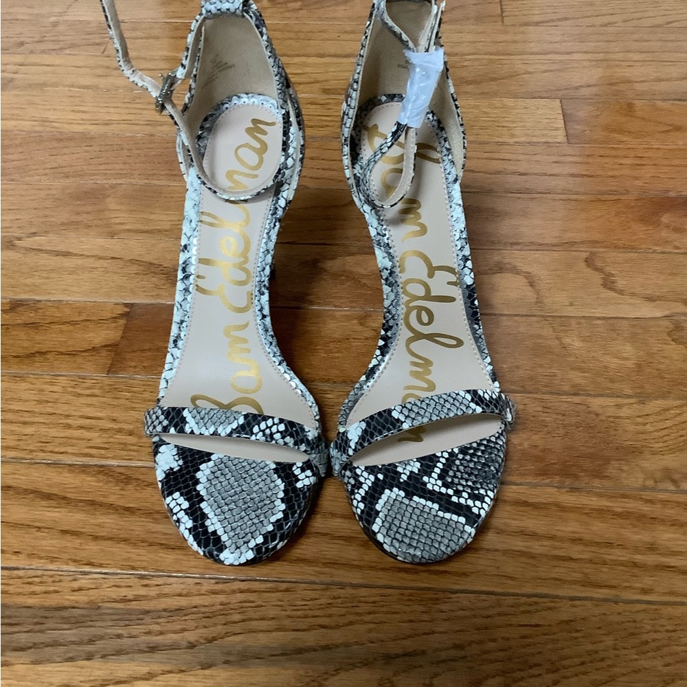 Sam Edelman Black and White Snakeskin Heels